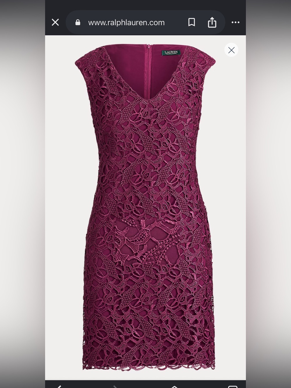 Ralph Lauren Sleeveless V-Neck Crochet Lace Midi Dress in Plum Size 6
